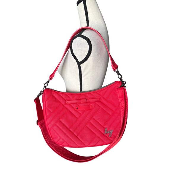 Lug Red Harmony Bag Quilted Crossbody Dual Adjustable Strap Multiple Compartment - Picture 2 of 7
